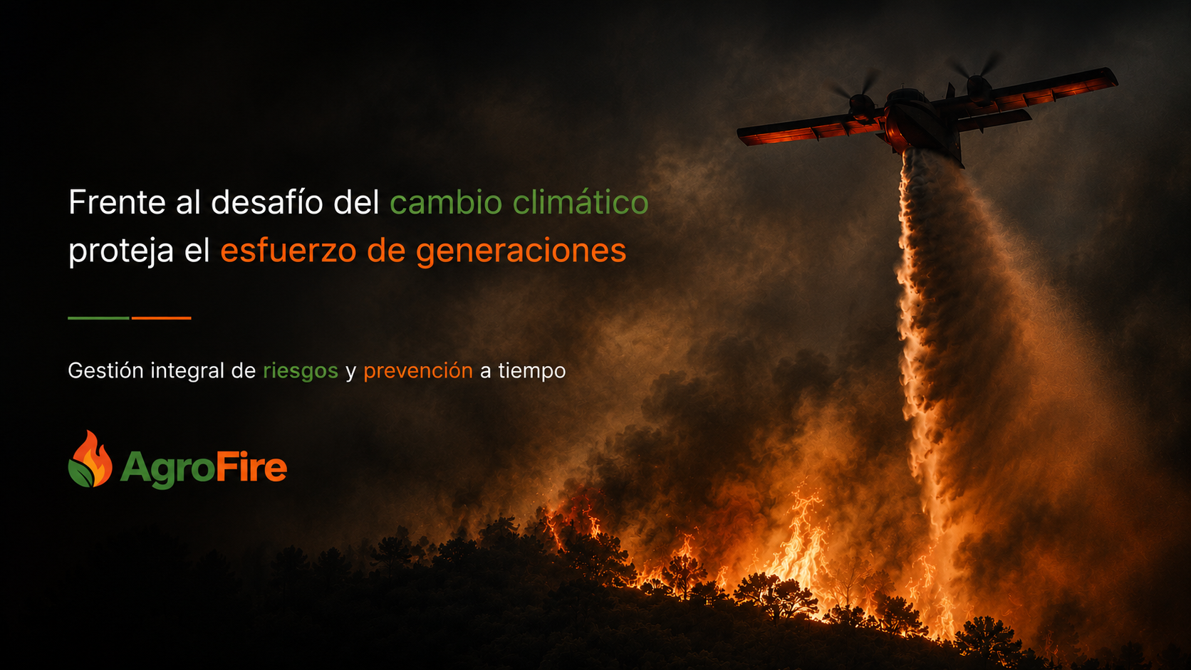 Avión hidrante apagando un incendio forestal — AgroFire, gestión integral de riesgos y prevención a tiempo